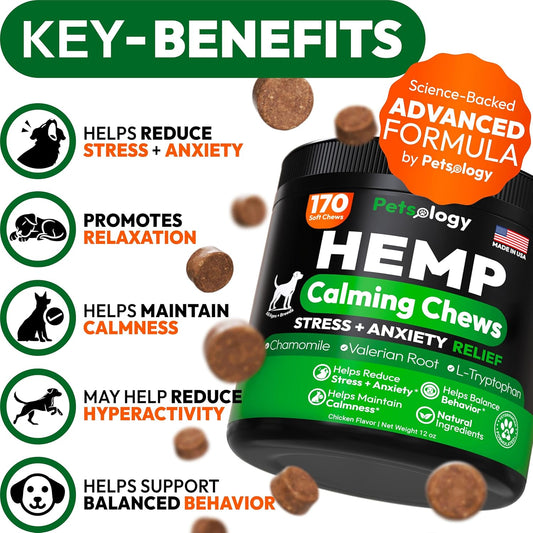 Hemp Calming Chews for Dogs - 170 Dog Calming Chews
