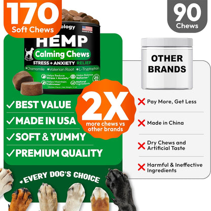Hemp Calming Chews for Dogs - 170 Dog Calming Chews