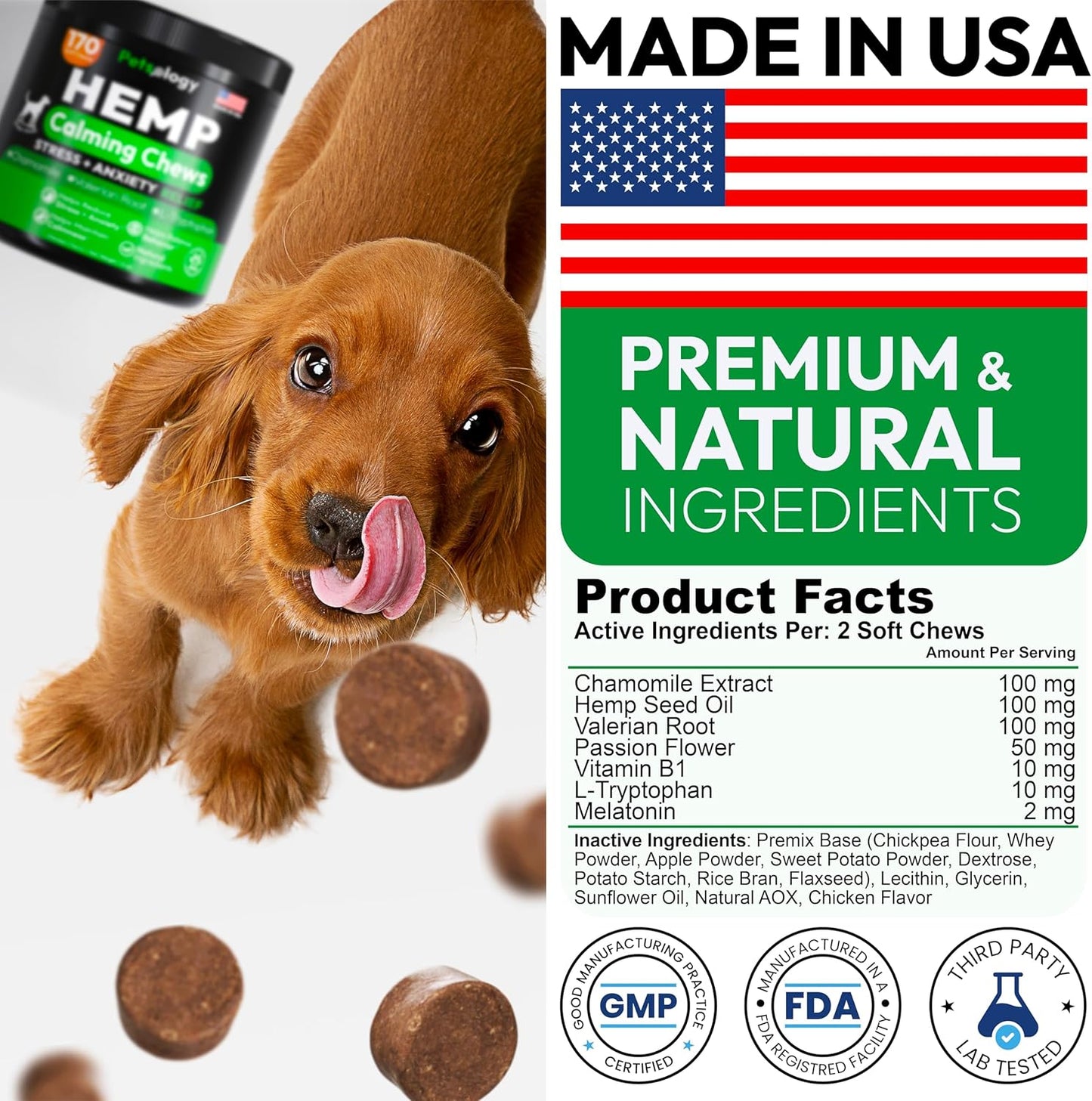 Hemp Calming Chews for Dogs - 170 Dog Calming Chews